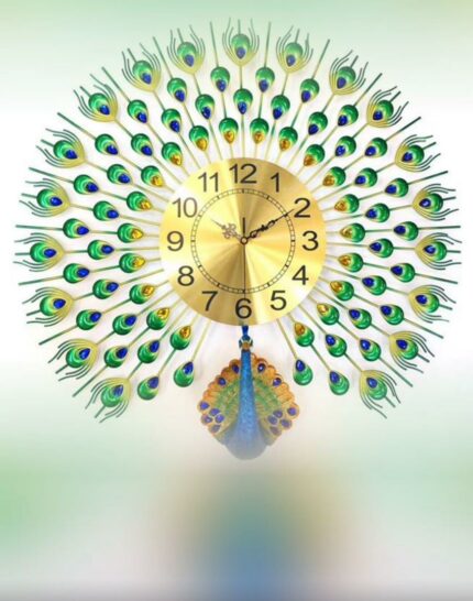 horloge doree en forme de Peacock - mboazone