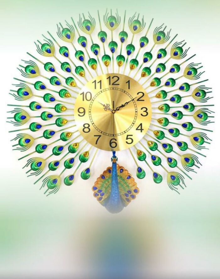 horloge doree en forme de Peacock - mboazone